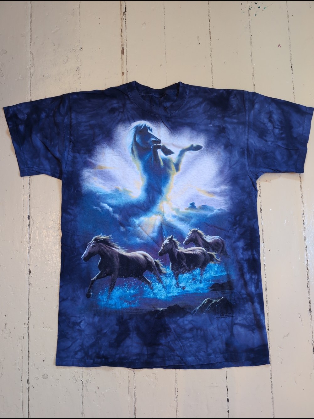 Vintage 2004 The Mountain Blue Multi Horse T-Shirt Dress